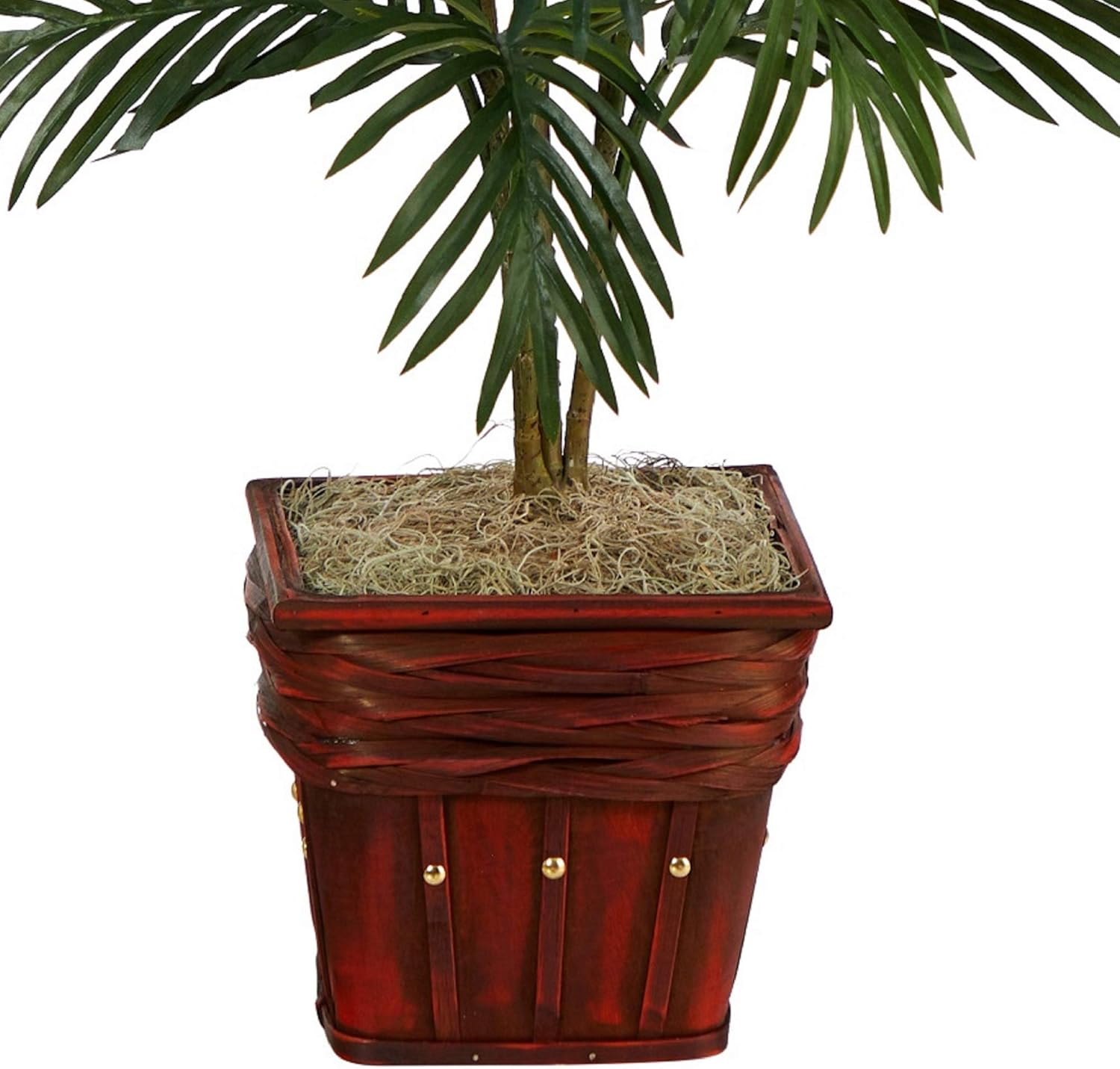 Lifelike Areca Palm in wicker basket for indoor decor