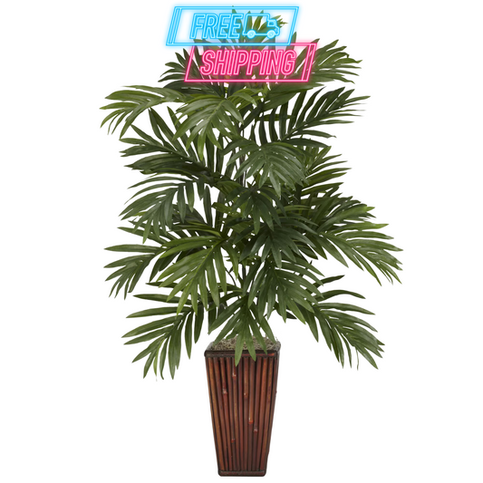 Artificial Areca Palm in bamboo vase for home decor